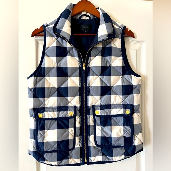 J. Crew Jackets & Blazers - SALE! J.Crew Navy Plaid Quilted Down Feather Vest Women's Size Small